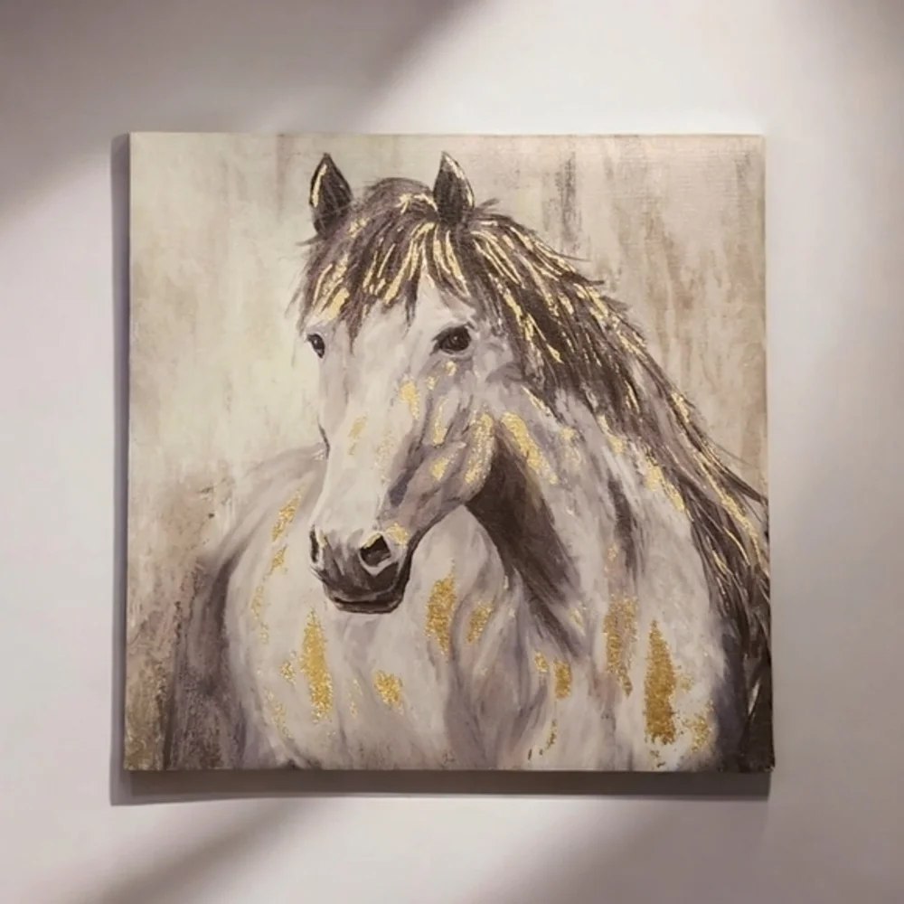 Farm House Home Decor Horse and‎ Cow Animal Wall Art Canvas  8×8